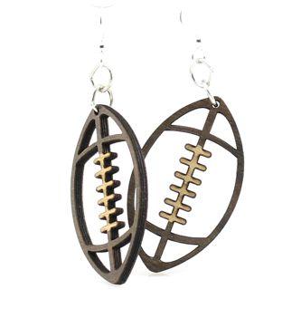 Wood Football Dangle Earrings