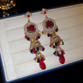 Retro Geometric Floral Earrings - Vintage Silver Post Style