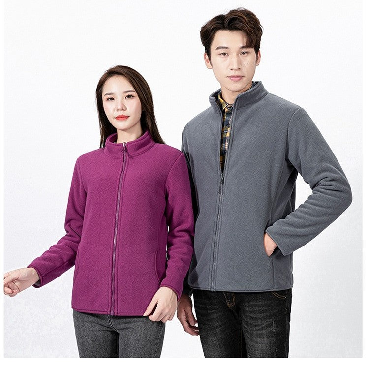 Fleece-Lined Stand-Collar Cardigan Jacket for Women
