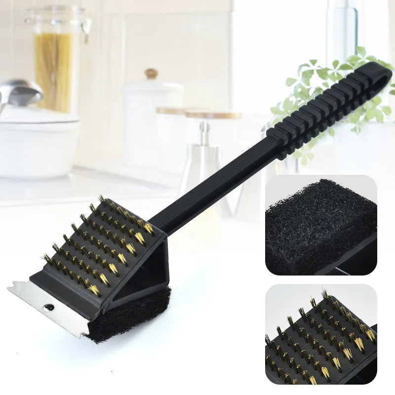 3 in 1 Barbecue Grill Brush with Scraper and