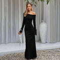 Bootcut Long-Sleeve Slim-Fit Lace-Up Dress for Women