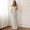 Polka-Dot Mesh Off-Shoulder Backless Dress