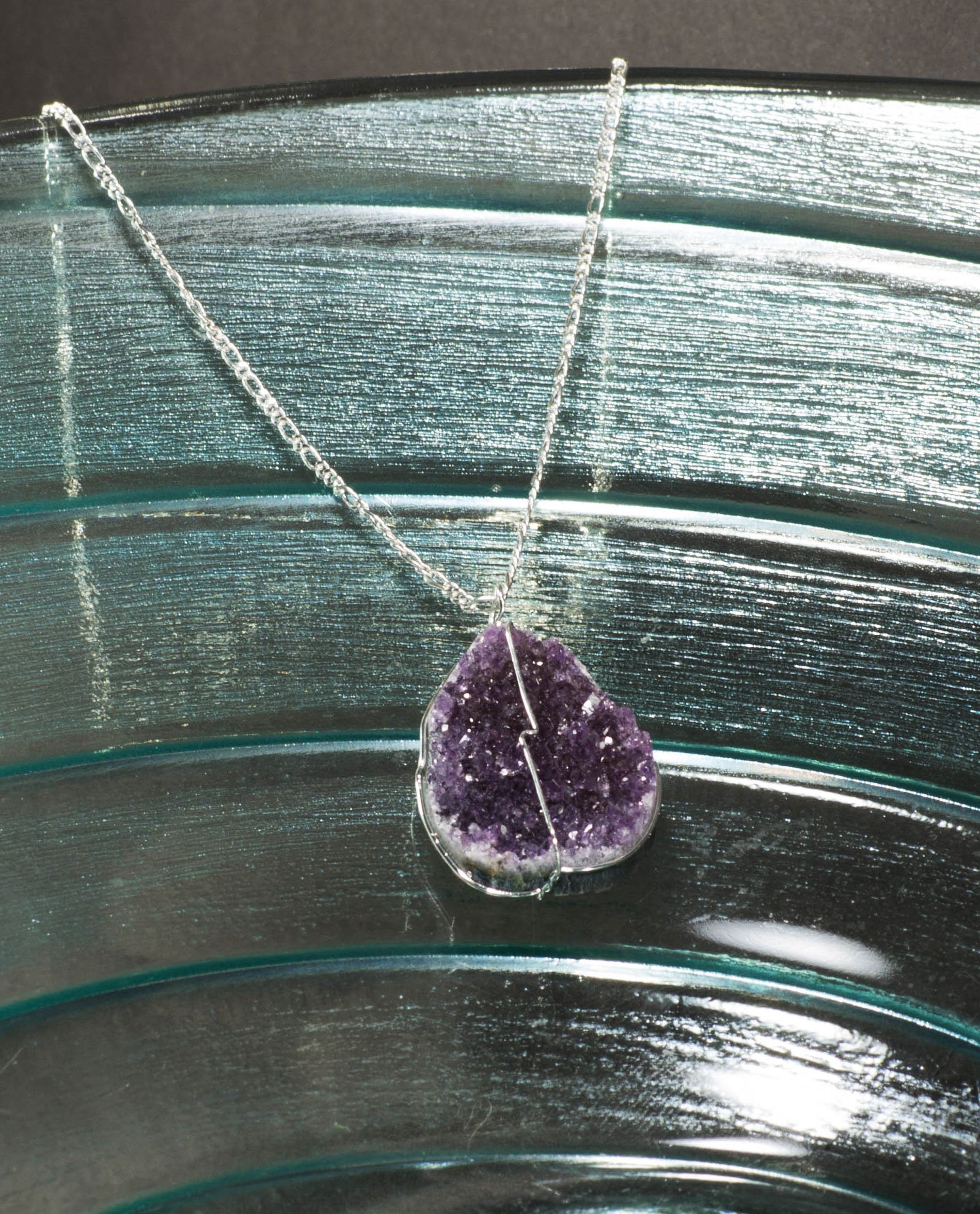 Amethyst Druzy Crystal Necklace