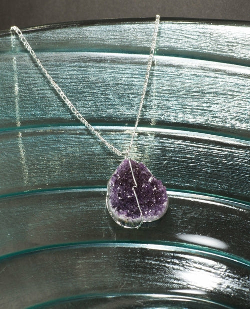 Amethyst Druzy Crystal Necklace