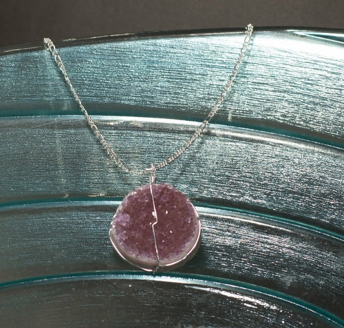 Amethyst Druzy Crystal Necklace