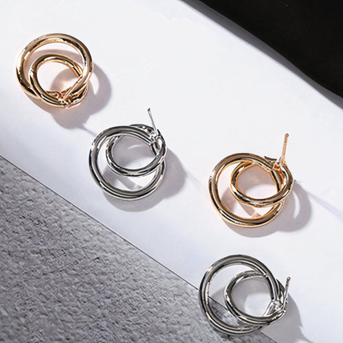 Alheli Gold Double-Loop Stud Earrings