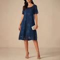 Women's Solid Crew-Neck Short-Sleeve Slim-Fit Dress