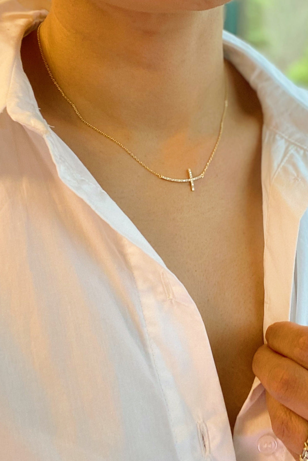 Sideways Cross Necklace