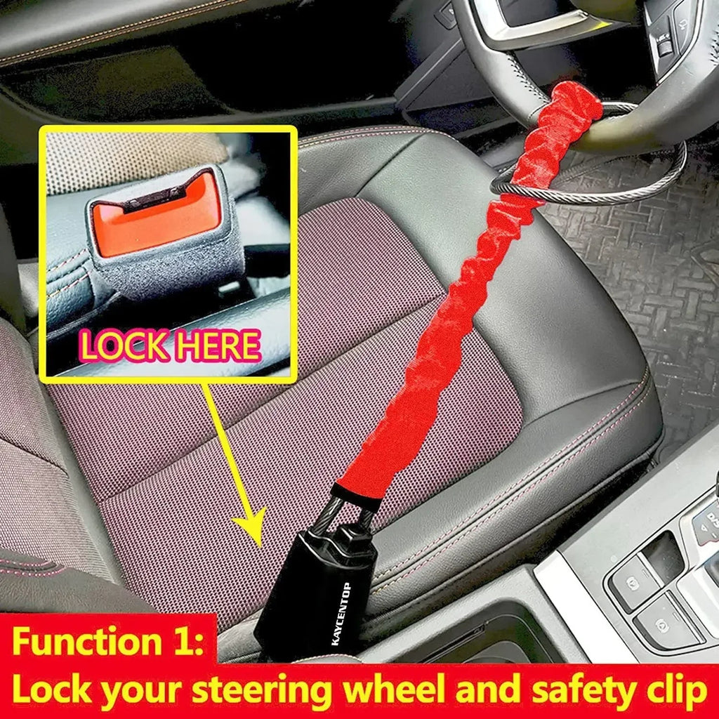 Universal Car Steering Wheel Lock with Seat Belt