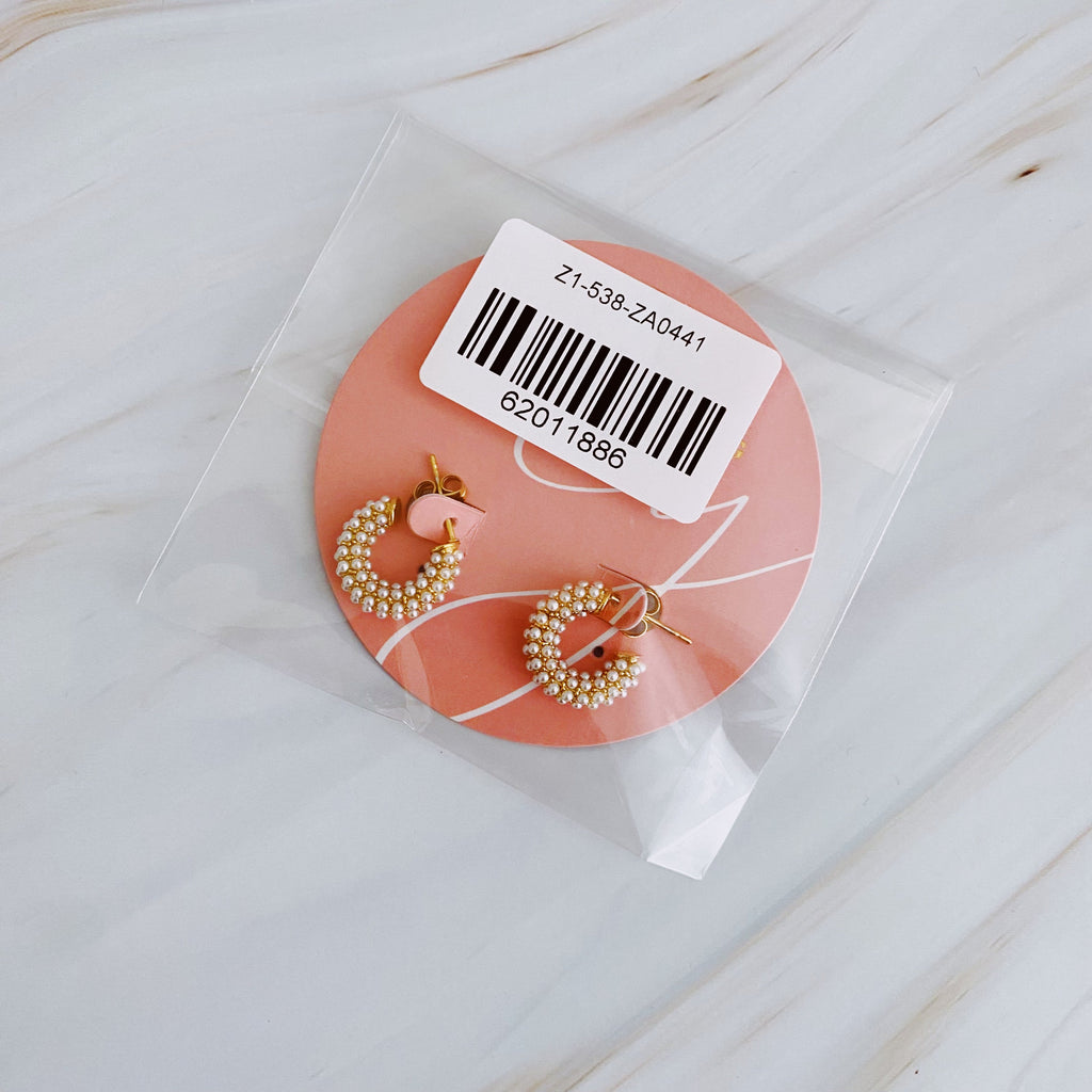 Mini Pearl Cluster Hoop Earrings