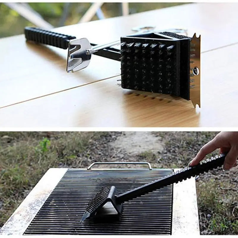 3 in 1 Barbecue Grill Brush with Scraper and