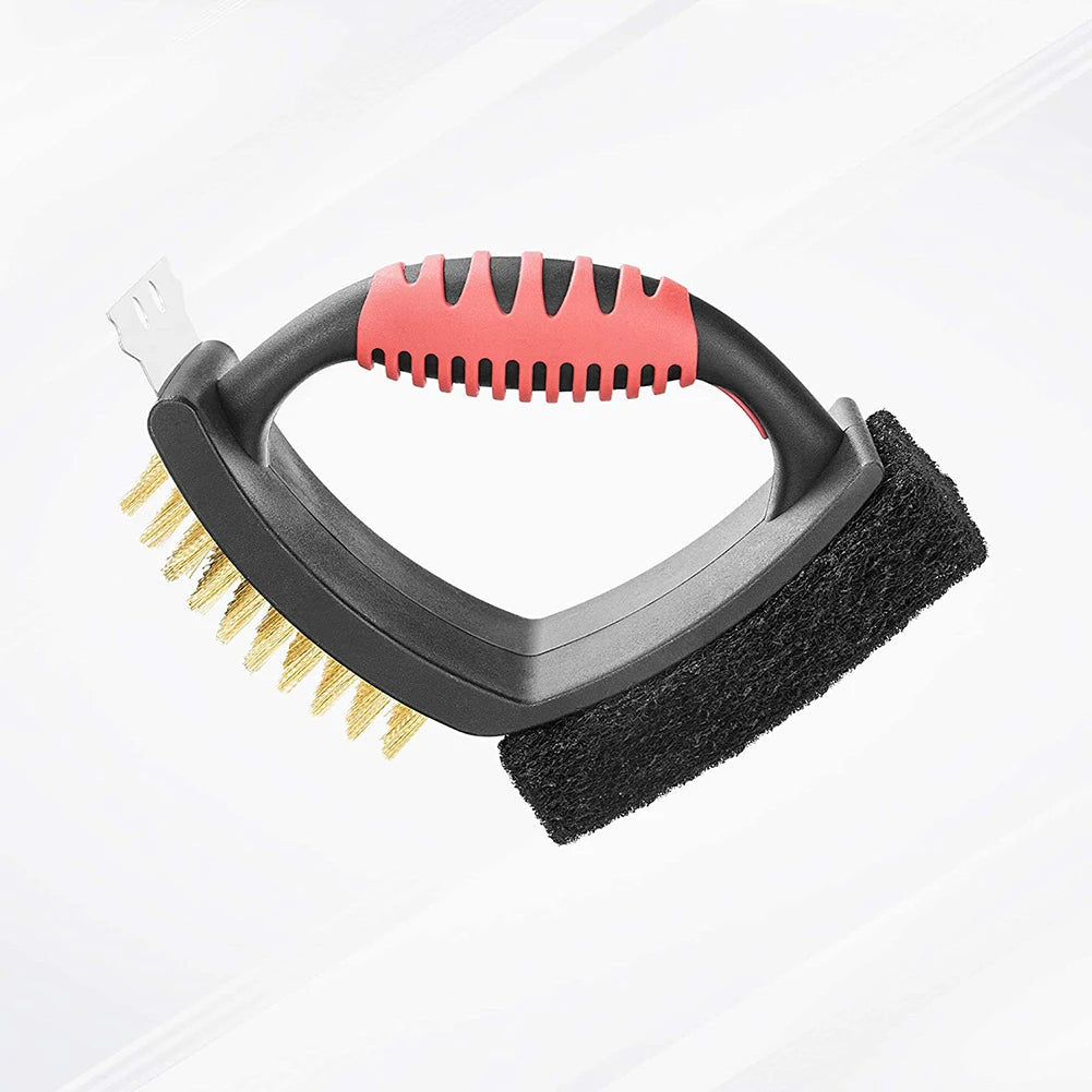 3 in 1 Grill Brush with Brass Bristles and