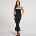 Sexy Lace-Trimmed Patchwork Tube Dress for Women