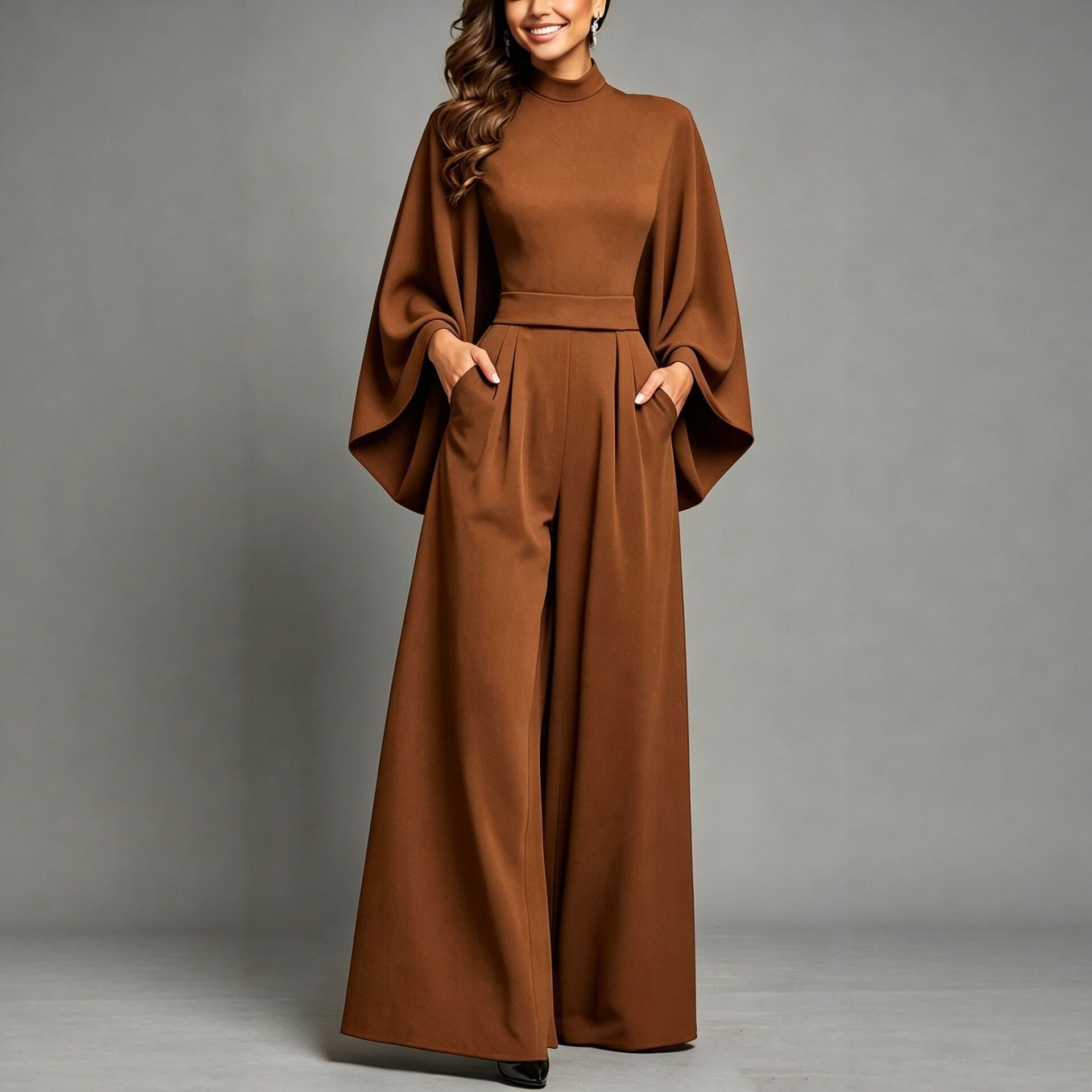 Women's Relaxed-Fit Long-Sleeve Jumpsuit - Casual Fashion