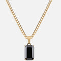 Titanium Steel Geometric Rectangular Black Zircon Necklace