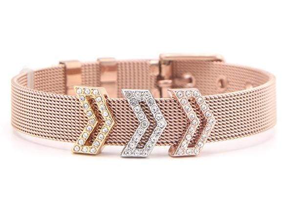 Silver Chevron Pavé Charm Bracelet