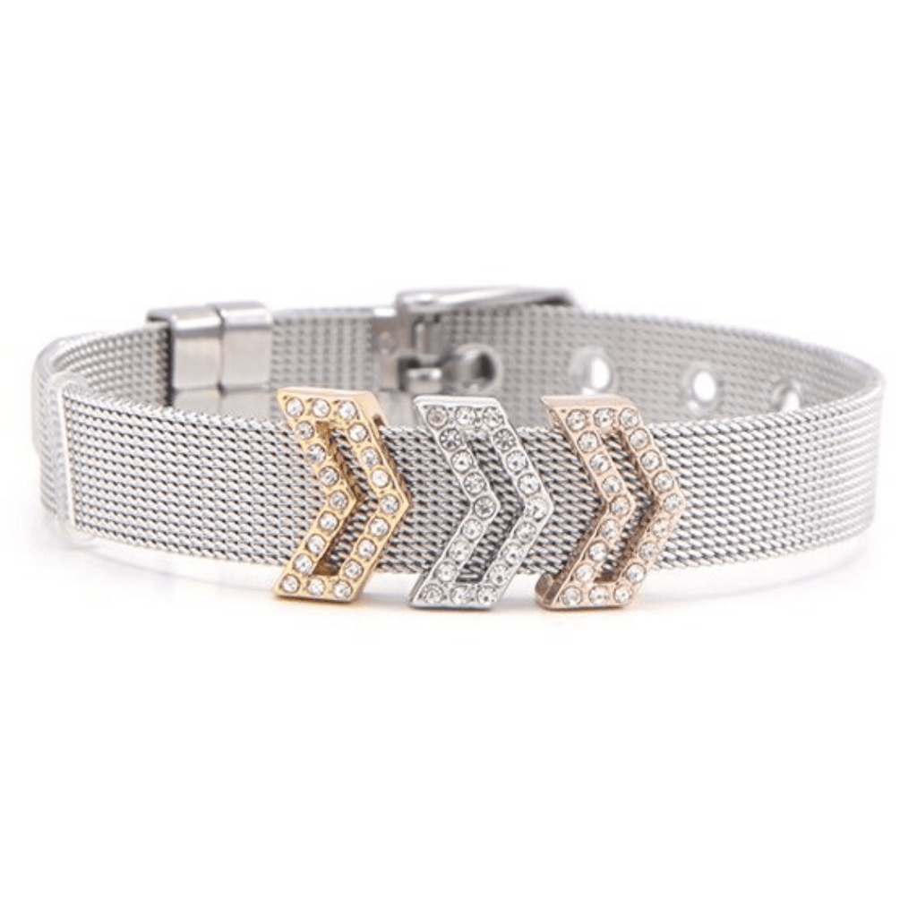 Silver Chevron Pavé Charm Bracelet