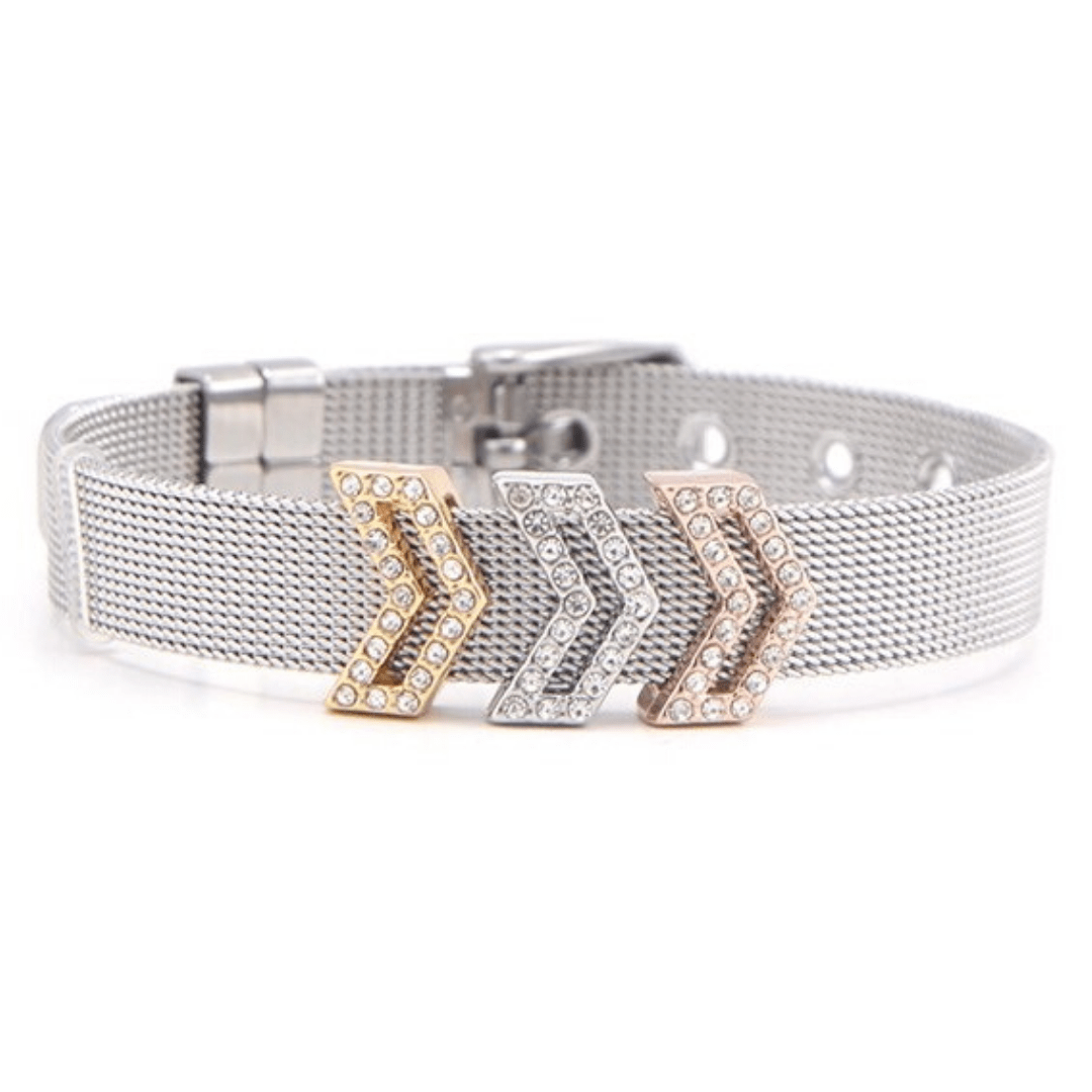 Silver Chevron Pavé Charm Bracelet