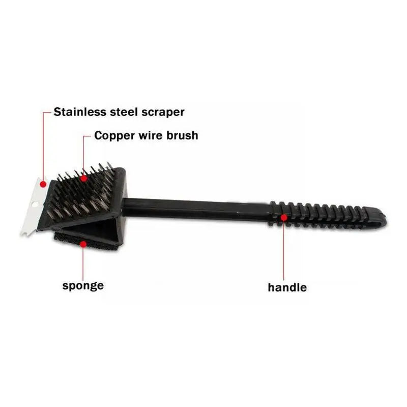 3 in 1 Barbecue Grill Brush with Scraper and