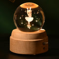 Rotating Crystal Ball Music Box - Luminous Solid Wood Décor