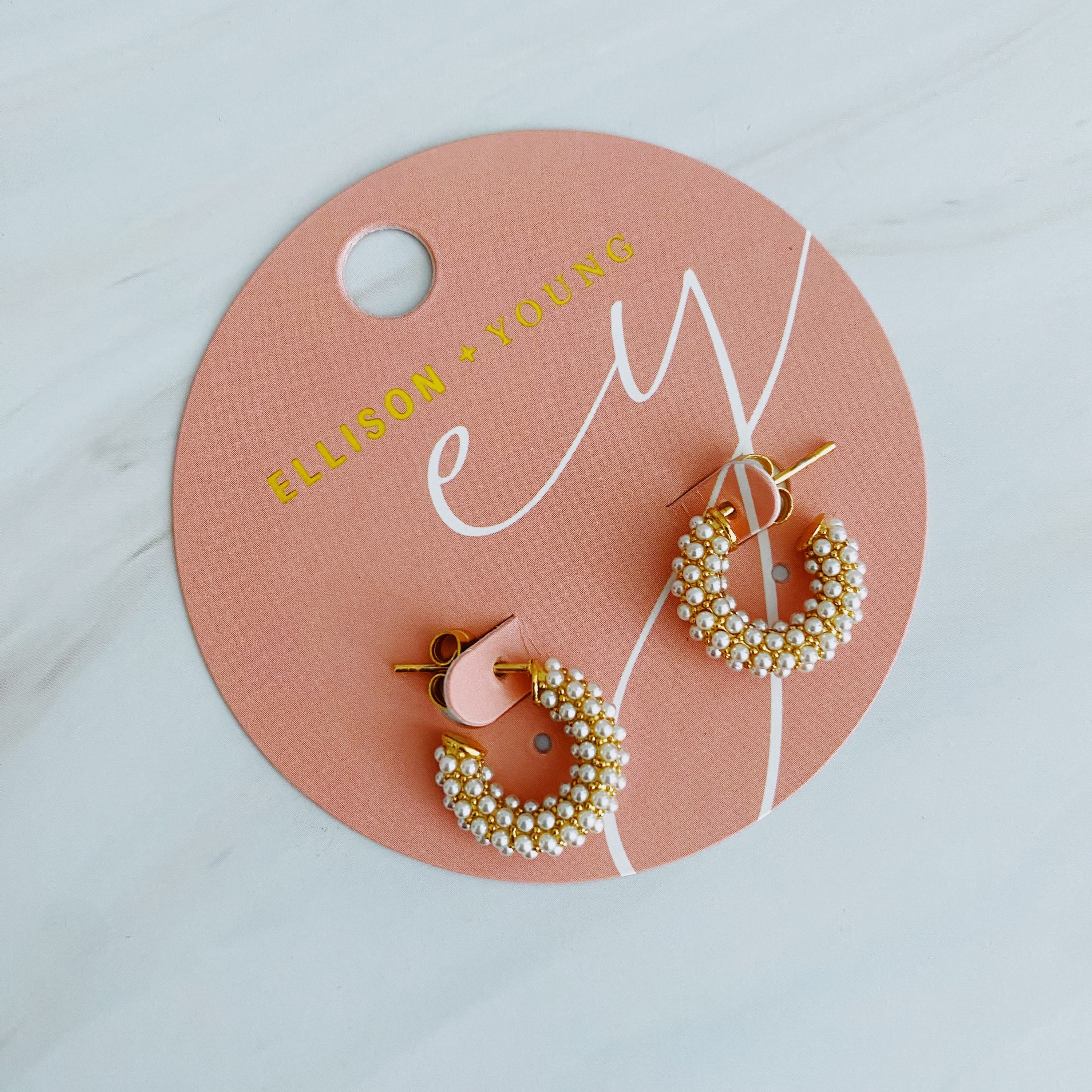 Mini Pearl Cluster Hoop Earrings