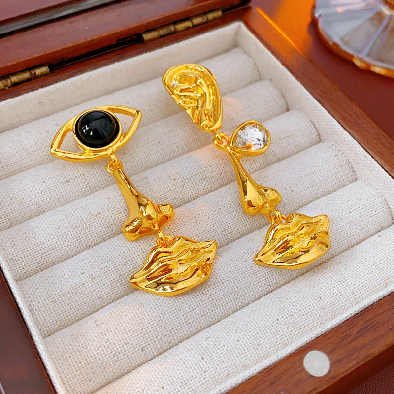 Vintage Geometric Flower Earrings - Light Luxury Retro Style