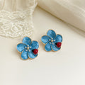 Enamel Drip Floral Earrings - French Retro Vintage Flower Studs