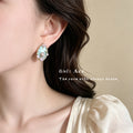 Vintage Enamel Floral Stud Earrings - Retro French Flower Jewelry