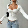 Women's Lace Long-Sleeve Tie-Front Top