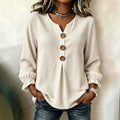 Women's Waffle-Knit V-Neck Top with Ruffled Sleeves