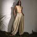 Cropped Vest & High-Waisted Wide-Leg Pants Set