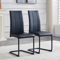 2-Pack Black PU Upholstered Dining Chairs - Modern Side Chairs