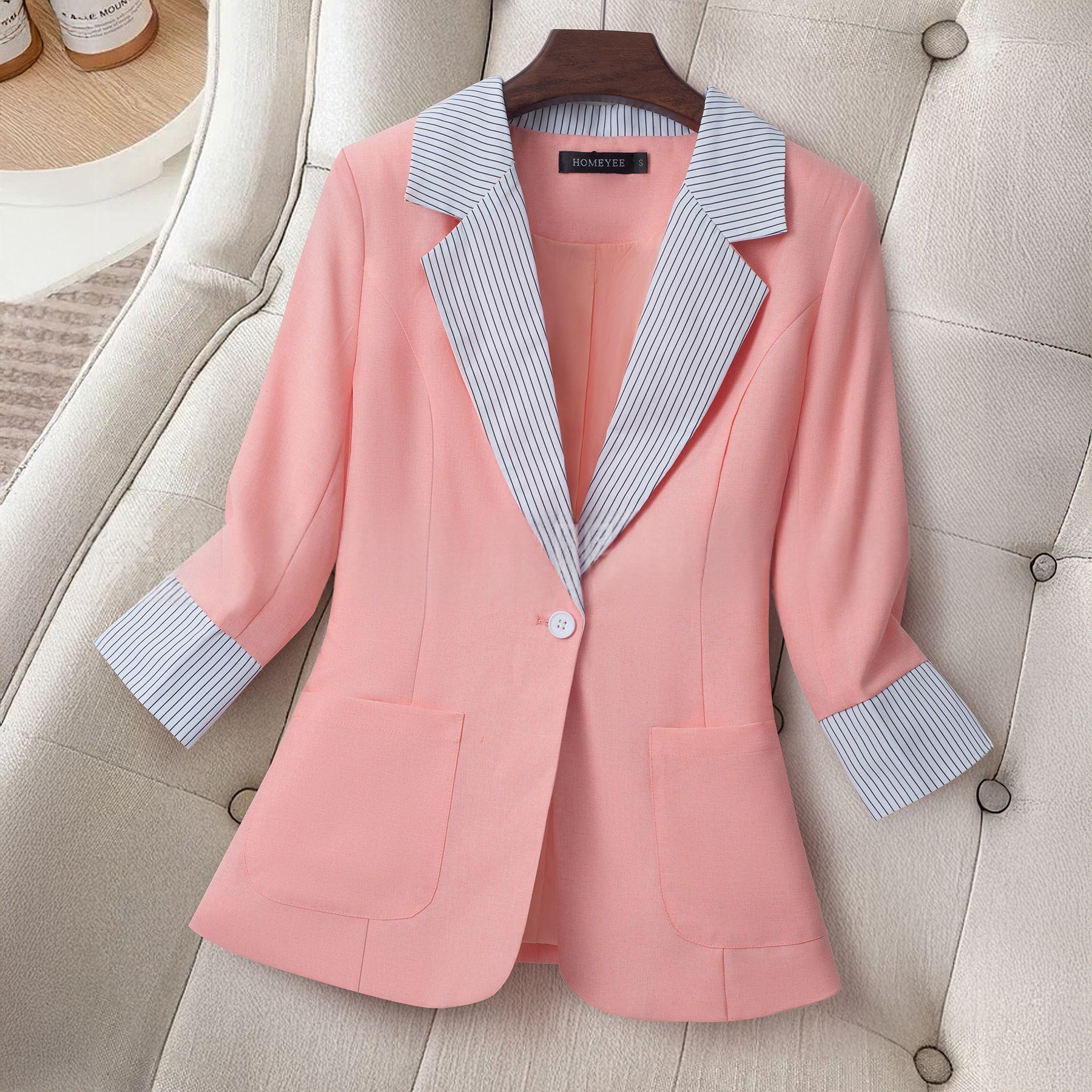 Loose-Fit Contrasting Lapel Blazer for Women - Chic Jacket