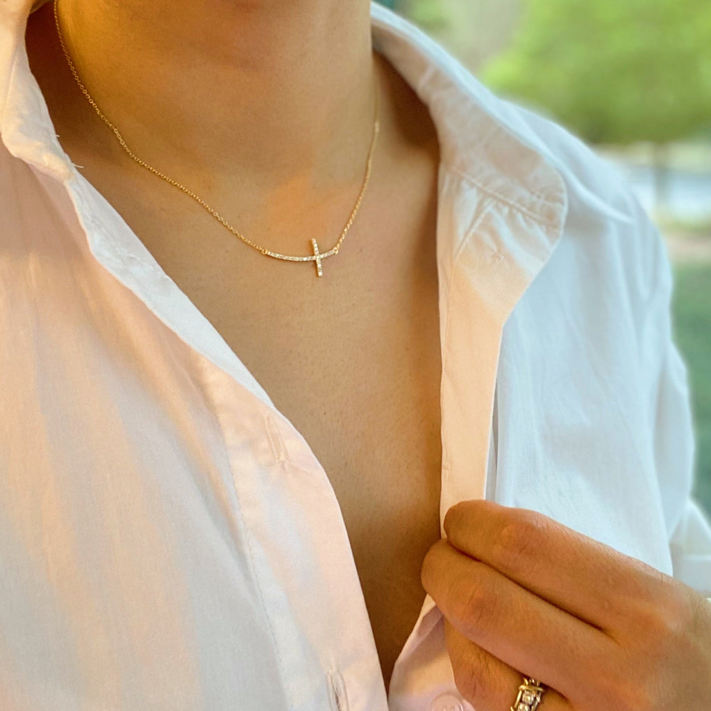 Sideways Cross Necklace