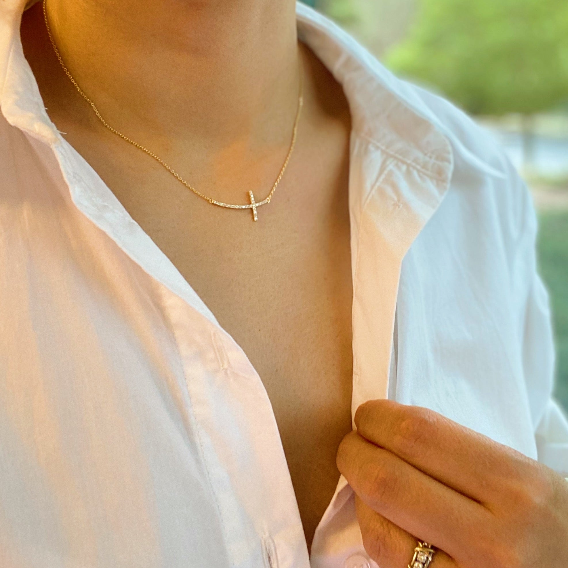 Sideways Cross Necklace