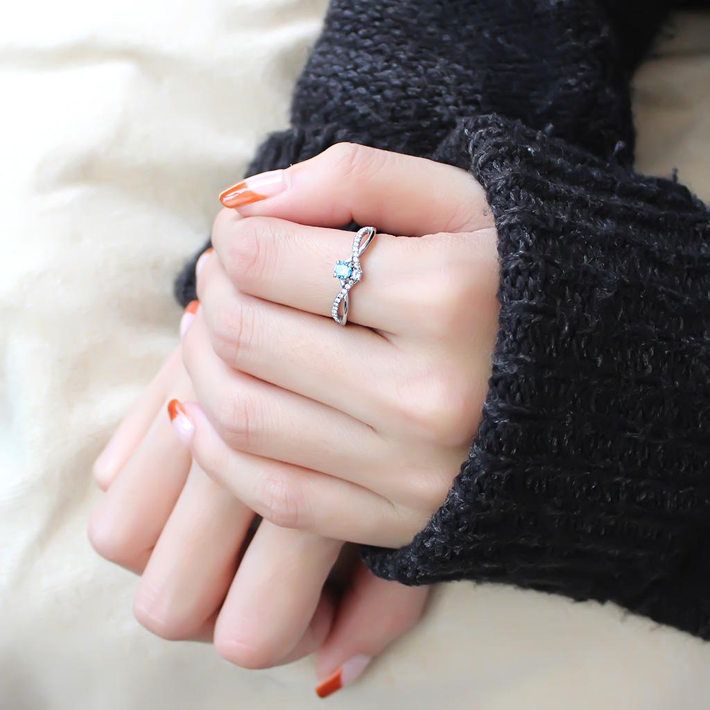 Silver Blue Topaz Pavé Ring