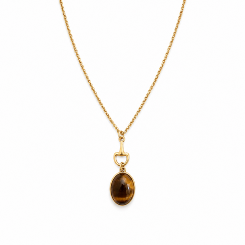 Tiger Eye Stone Pendant Necklace