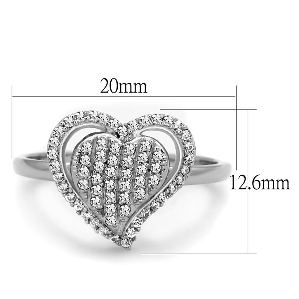 Silver Heart Pavé Ring