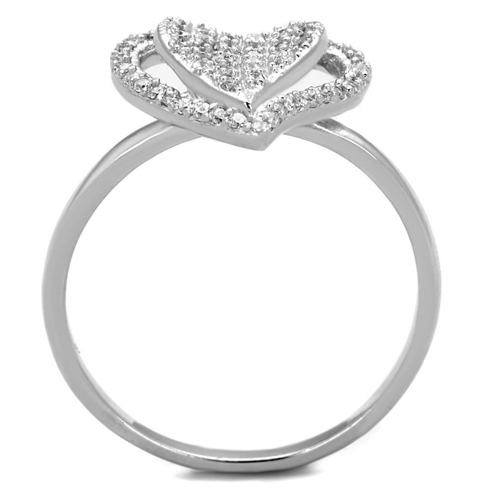 Silver Heart Pavé Ring