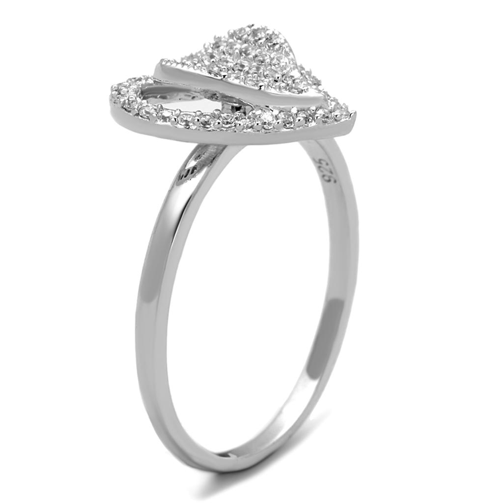 Silver Heart Pavé Ring