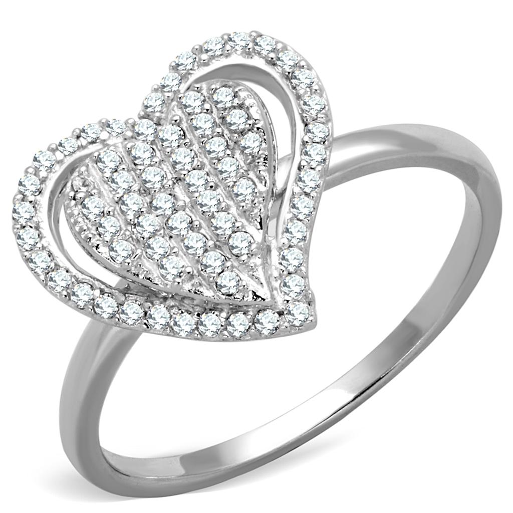 Silver Heart Pavé Ring