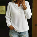 Women's Waffle-Knit Pullover - Loose-Fit Casual Top