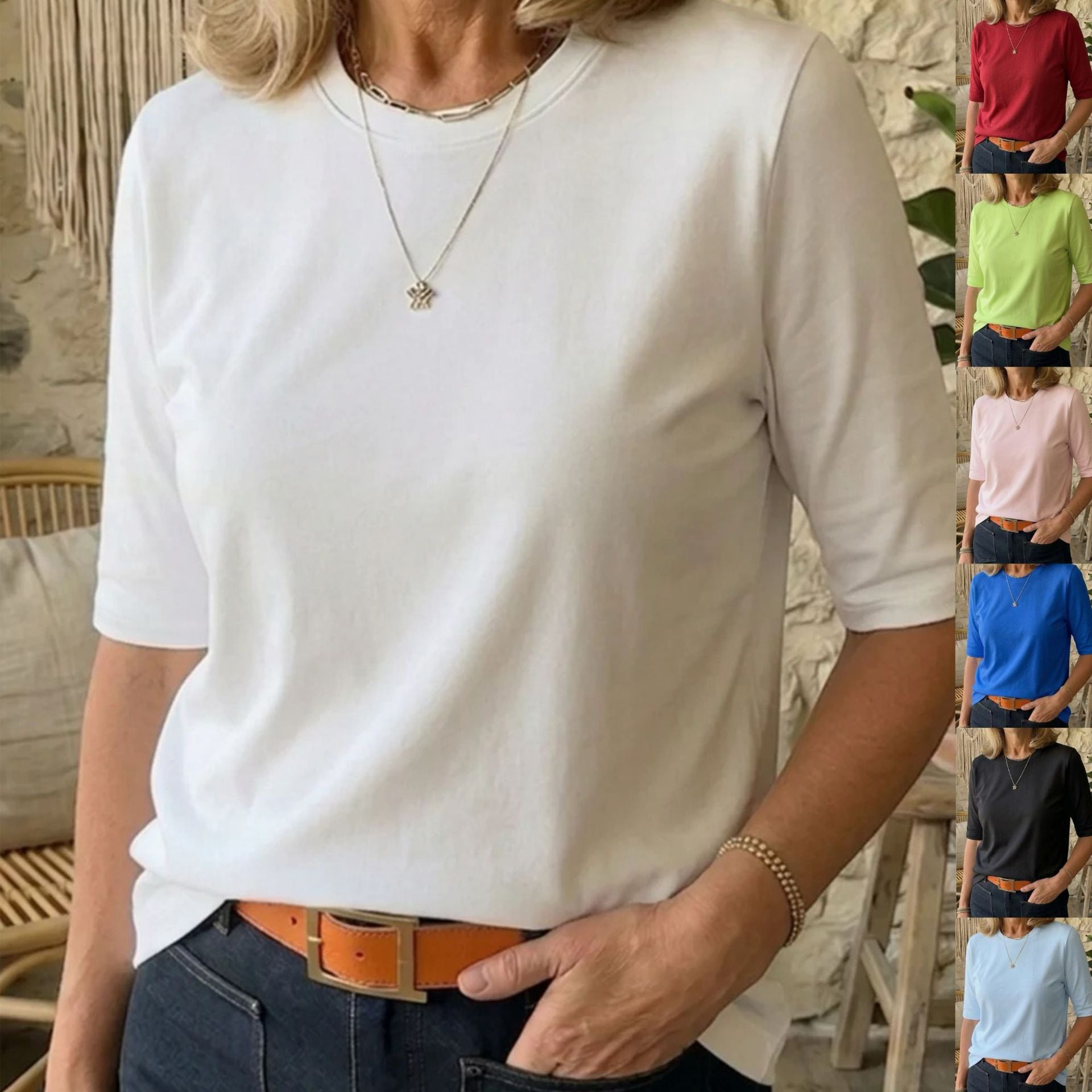 Comfortable All-Match Crew-Neck T-Shirt - Casual Half-Sleeve Top