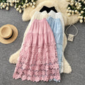 Women's Hollow-Out Lace Patchwork Loose A-Line Skirt