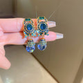 Retro Geometric Floral Earrings - Vintage Silver Needle Ear Jewelry