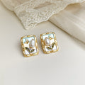 Vintage Enamel Flower Stud Earrings - French Romantic Style