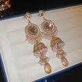 Vintage Geometric Floral Earrings - Retro Silver Post Style