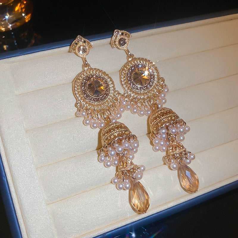 Vintage Geometric Floral Earrings - Retro Silver Post Style