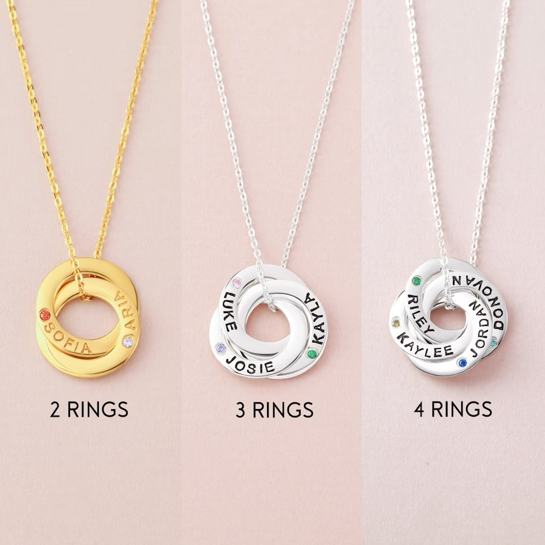 Mom Necklace with Kids Birthstones