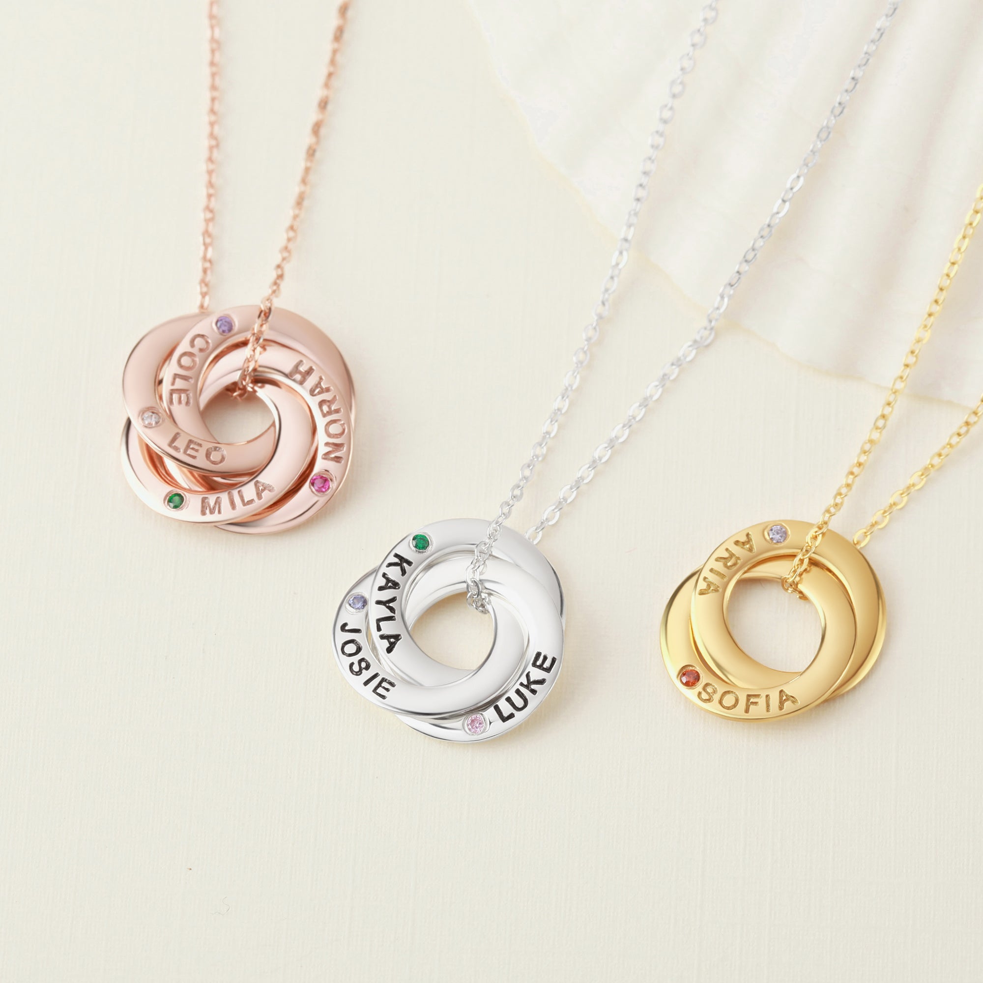 Mom Necklace with Kids Birthstones